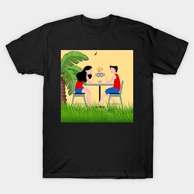 Couple spending quality time in greens T-Shirt by thisishri